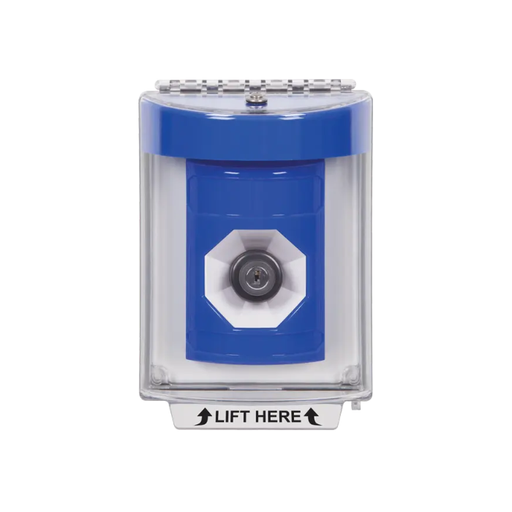 Standard Labeling, Buttons With Universal Stopper Flush, Key To Activate, Blue, SS2433NT-EN
