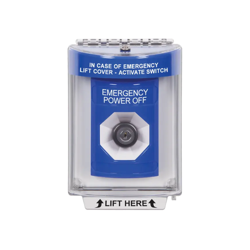 Standard Labeling, Buttons With Universal Stopper Flush, Key To Activate, Blue, SS2433PO-EN