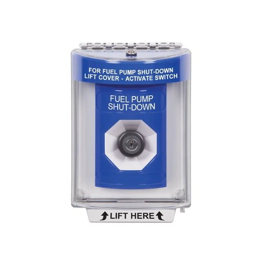 Standard Labeling, Buttons With Universal Stopper Flush, Key To Activate, Blue, SS2433PS-EN