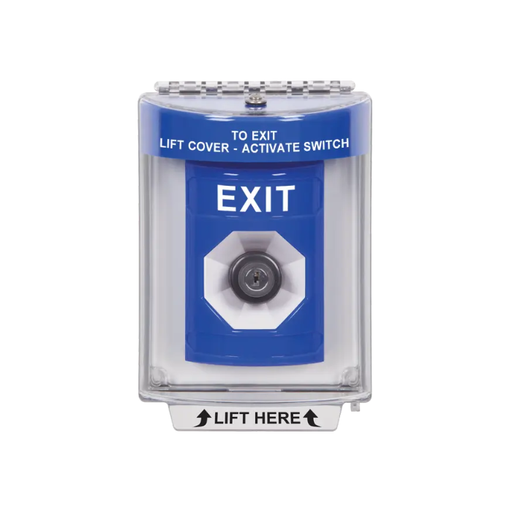 Standard Labeling, Buttons With Universal Stopper Flush, Key To Activate, Blue, SS2433XT-EN
