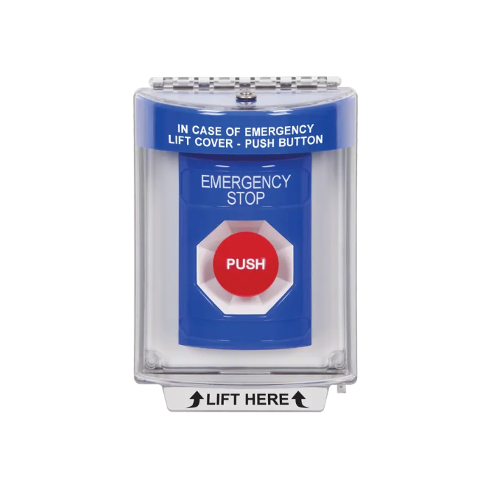 Standard Labeling, Buttons With Universal Stopper Flush, Momentary, Blue, SS2434ES-EN