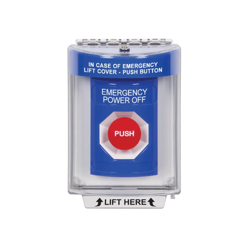 Standard Labeling, Buttons With Universal Stopper Flush, Momentary, Blue, SS2434PO-EN