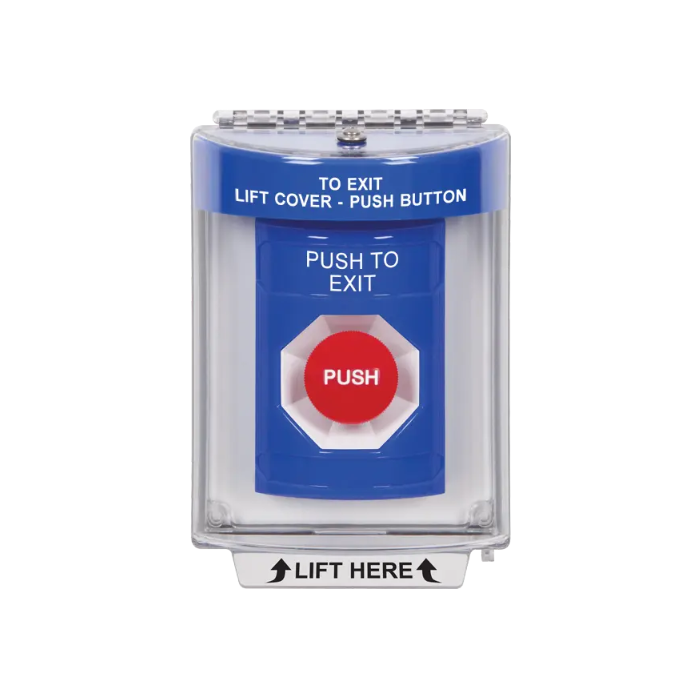 Standard Labeling, Buttons With Universal Stopper Flush, Momentary, Blue, SS2434PX-EN
