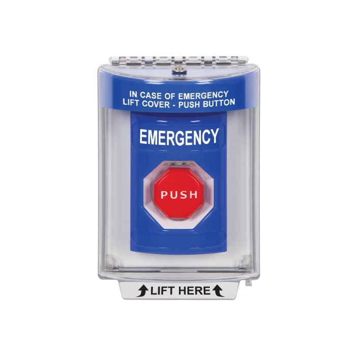 Standard Labeling, Buttons With Universal Stopper Flush, Momentary Illuminated, Blue, SS2435EM-EN