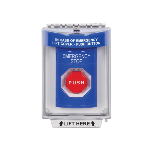 Standard Labeling, Buttons With Universal Stopper Flush, Momentary Illuminated, Blue, SS2435ES-EN