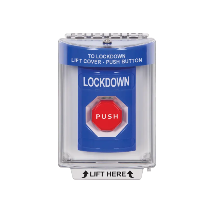 Standard Labeling, Buttons With Universal Stopper Flush, Momentary Illuminated, Blue, SS2435LD-EN