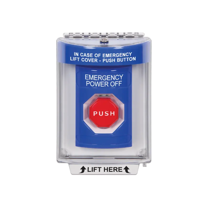 Standard Labeling, Buttons With Universal Stopper Flush, Momentary Illuminated, Blue, SS2435PO-EN