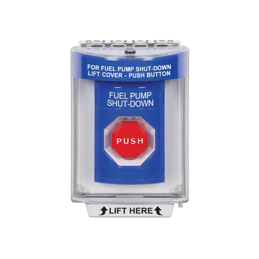 Standard Labeling, Buttons With Universal Stopper Flush, Momentary Illuminated, Blue, SS2435PS-EN