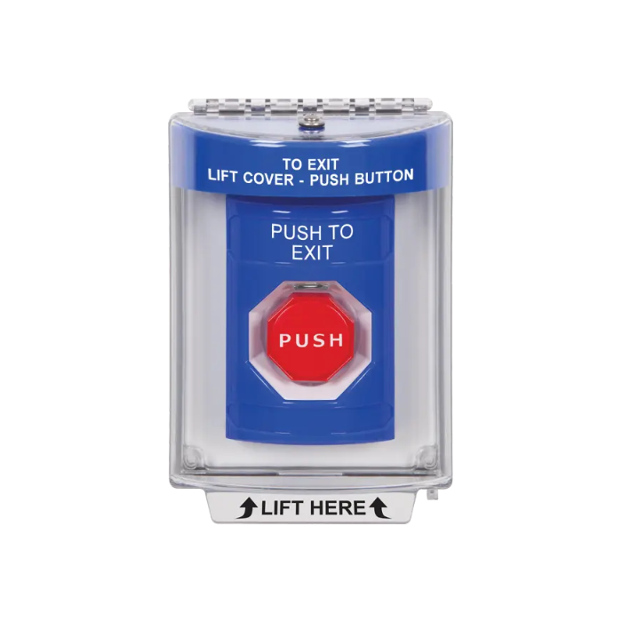 Standard Labeling, Buttons With Universal Stopper Flush, Momentary Illuminated, Blue, SS2435PX-EN