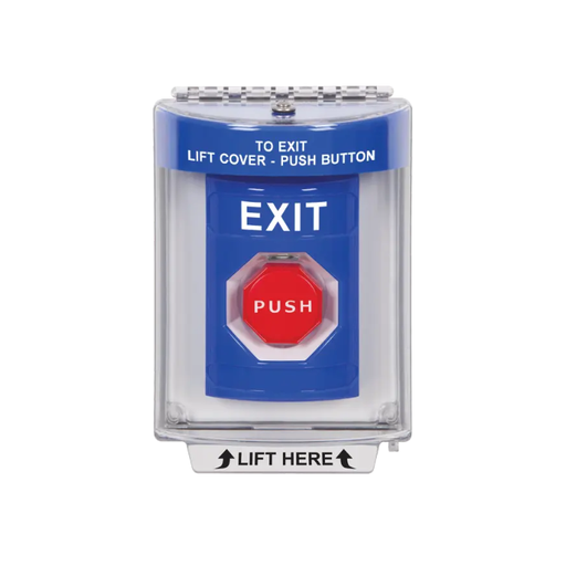 Standard Labeling, Buttons With Universal Stopper Flush, Momentary Illuminated, Blue, SS2435XT-EN
