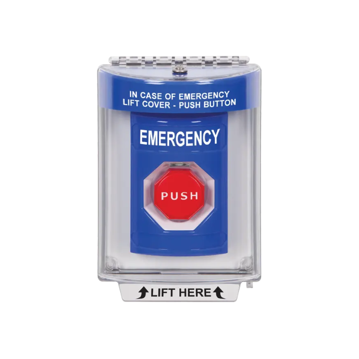 Standard Labeling, Buttons With Universal Stopper Flush, Pneumatic Illuminated, Blue, SS2438EM-EN