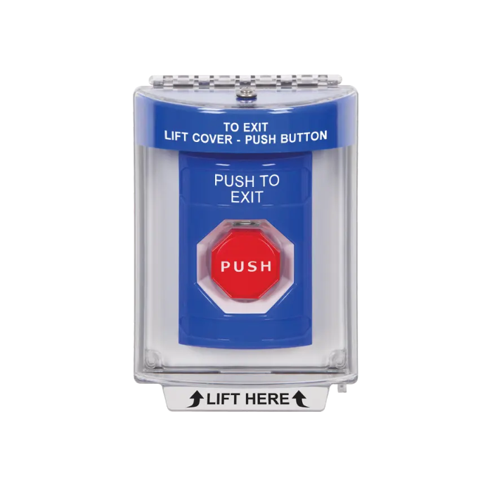 Standard Labeling, Buttons With Universal Stopper Flush, Pneumatic Illuminated, Blue, SS2438PX-EN
