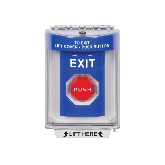 Standard Labeling, Buttons With Universal Stopper Flush, Pneumatic Illuminated, Blue, SS2438XT-EN