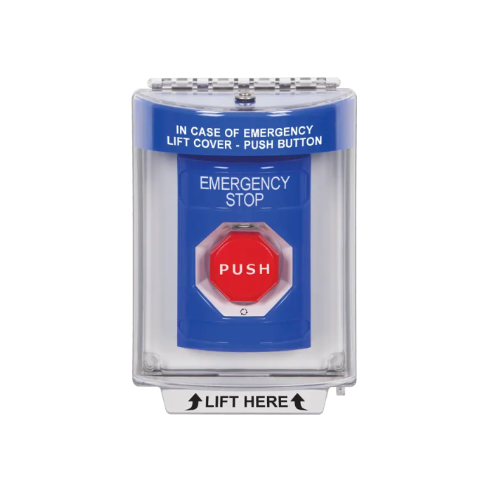 Standard Labeling, Buttons With Universal Stopper Flush, Turn To Reset Illuminated, Blue, SS2439ES-EN