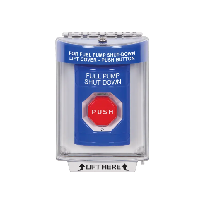 Standard Labeling, Buttons With Universal Stopper Flush, Turn To Reset Illuminated, Blue, SS2439PS-EN