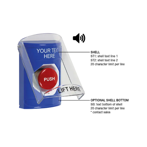 Custom Labeling, Buttons With Shield And Shield Sound, Turn To Reset, Blue, SS24A1ZA-EN