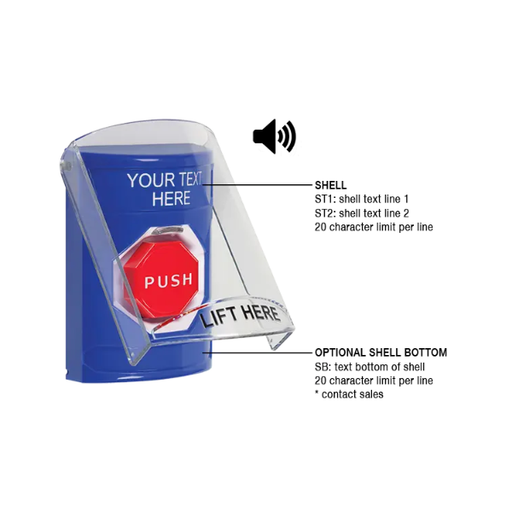 Custom Labeling, Buttons With Shield And Shield Sound, Key To Reset Illuminated, Blue, SS24A2ZA-EN