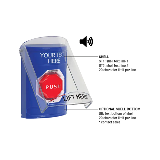 Custom Labeling, Buttons With Shield And Shield Sound, Turn To Reset Illuminated, Blue, SS24A9ZA-EN