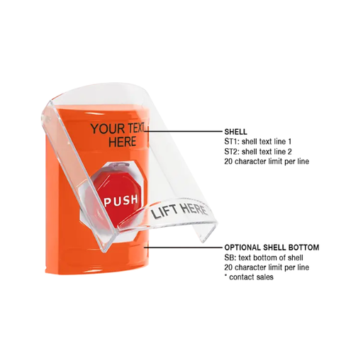 Custom Labeling, Buttons With Shield, Key To Reset Illuminated, Orange, SS2522ZA-EN
