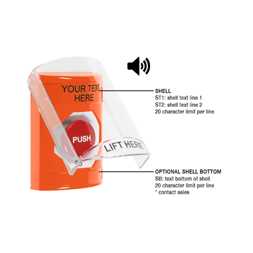 Custom Labeling, Buttons With Shield And Shield Sound, Turn To Reset, Orange, SS25A1ZA-EN
