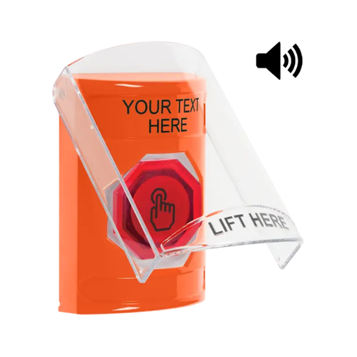 Custom Labeling, Buttons With Shield And Shield Sound, Momentary Illuminated Button, Orange, SS25A6ZA-EN