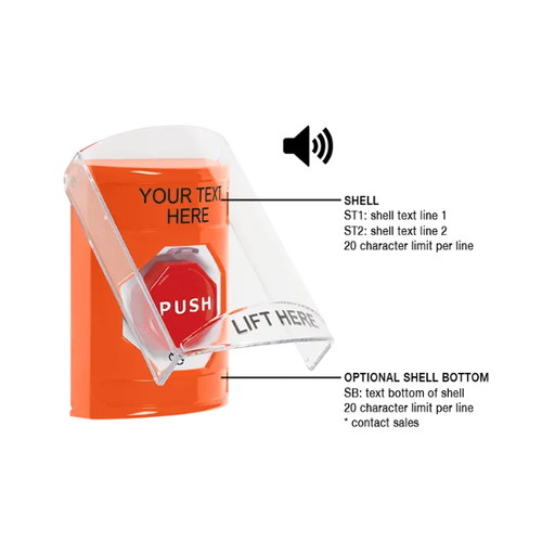 Custom Labeling, Buttons With Shield And Shield Sound, Turn To Reset Illuminated, Orange, SS25A9ZA-EN