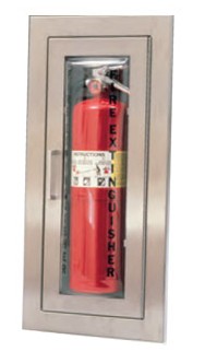 Larsen's SS2409SMFGL Architectural Series Fire Extinguisher Cabinet, Surface Mount, Full Acrylic Glass with Black Vinyl Lettering, Stainless Steel, SS2409-SM