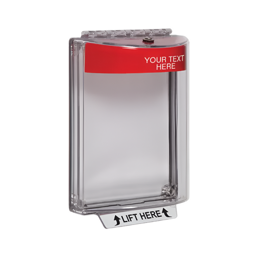 Universal Stopper® without Horn, Flush, Custom Label, Red, STI-13010CR