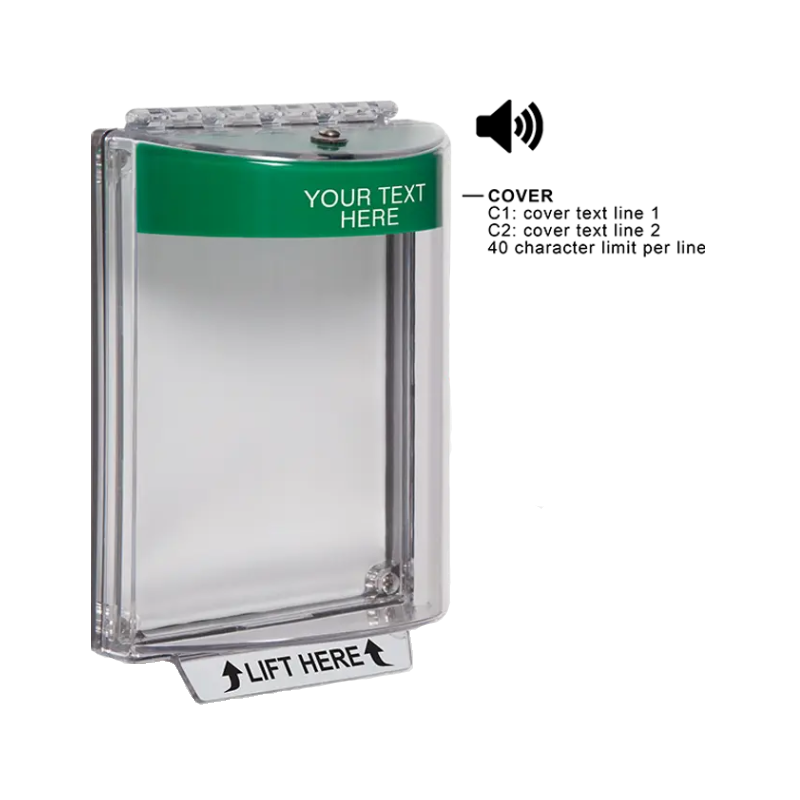 Universal Stopper® with Horn, Flush, Custom Label, Green, STI-13020CG