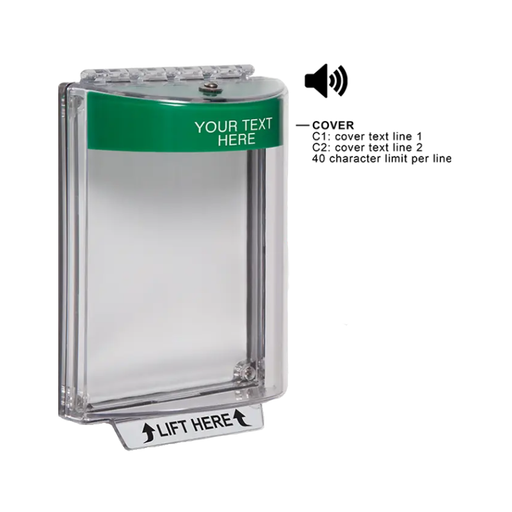 Universal Stopper® with Horn, Flush, Custom Label, Green, STI-13020CG