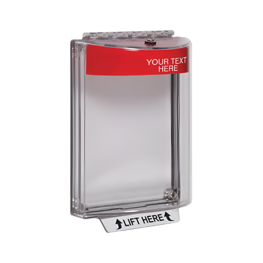Universal Stopper® with Horn, Flush, Custom Label, Red, STI-13020CR