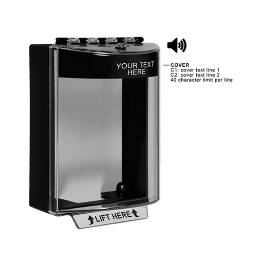 Universal Stopper® with Horn, Surface Mount, Custom Label, Blue, STI-13220CB