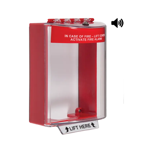 Universal Stopper® with Horn, Surface Mount, Fire Label, STI-13220FR