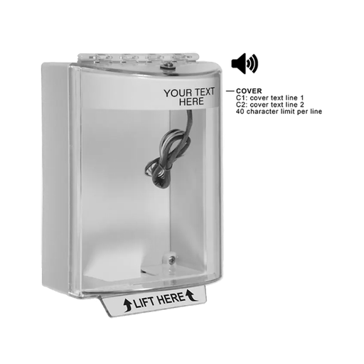 Universal Stopper® with Horn & Relay, Surface Mount, Custom Label, Blue, STI-13230CB