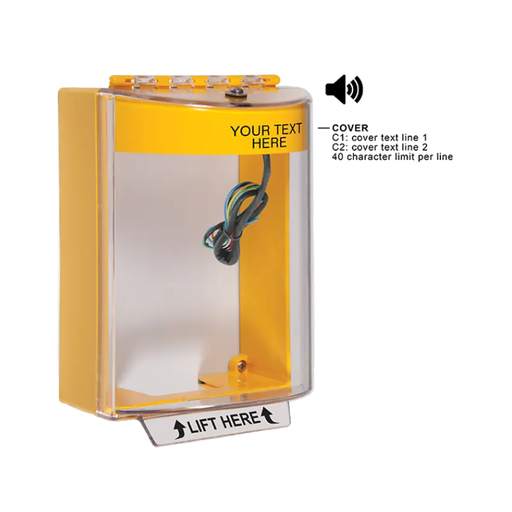 Universal Stopper® with Horn & Relay, Surface Mount, Custom Label, Yellow, STI-13230CY