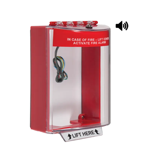 Universal Stopper® with Horn & Relay, Surface Mount, Fire Label, STI-13230FR