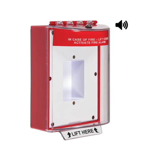 Universal Stopper® with Horn, Enclosed Back Box, Sealed Mounting Plate, Fire Label, STI-13420FR