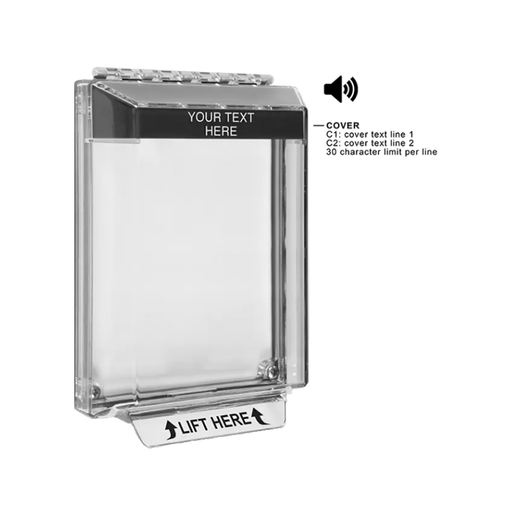 Universal Stopper® Low Profile, with Horn, Flush, Custom Label, White, STI-14020CW