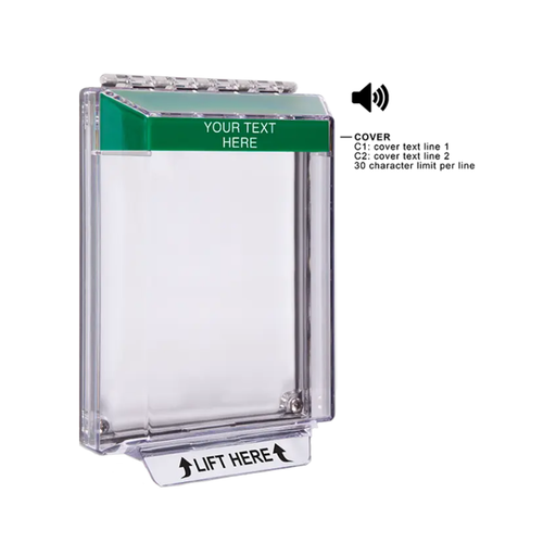 Universal Stopper® Low Profile, with Horn, Flush, Custom Label, Green, STI-14020CG