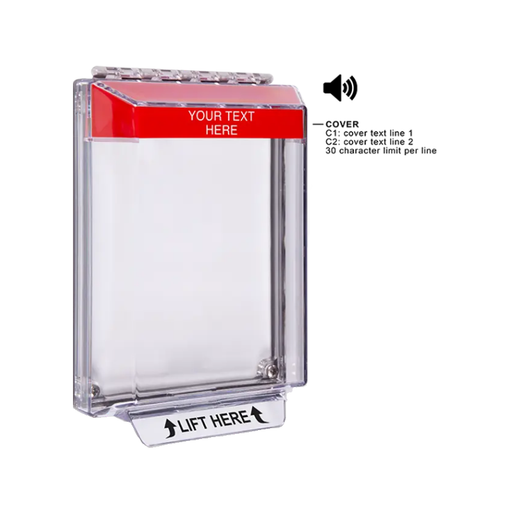 Universal Stopper® Low Profile, with Horn, Flush, Custom Label, Red, STI-14020CR