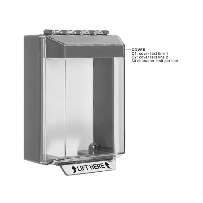 Universal Stopper® Low Profile, without Horn, Surface Mount, Custom Label, Blue, STI-14210CB
