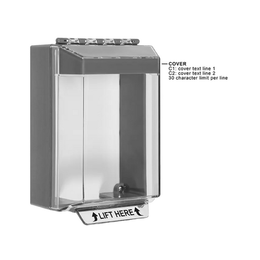Universal Stopper® Low Profile, without Horn, Surface Mount, Custom Label, Blue, STI-14210CB