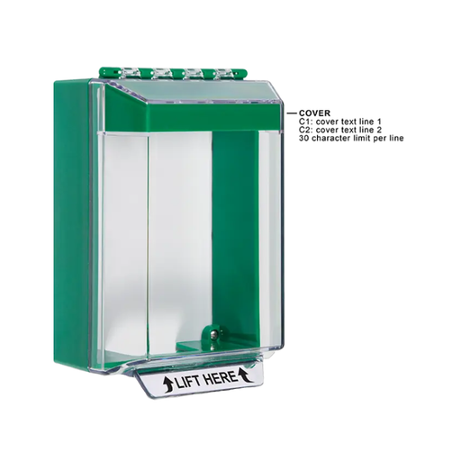 Universal Stopper® Low Profile, without Horn, Surface Mount, Custom Label, Green, STI-14210CG