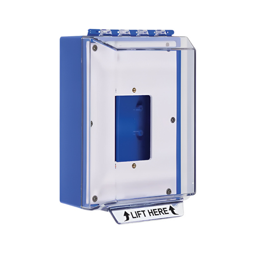 Universal Stopper® Low Profile without Horn Housing, Enclosed Back Box, Open Mounting Plate, No Label, Blue, STI-14500NB