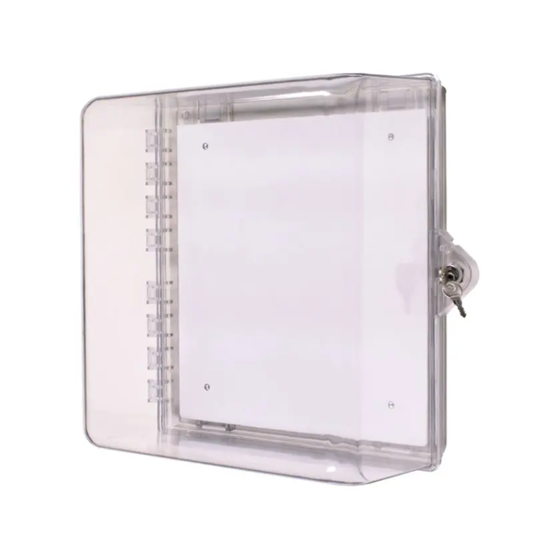 Protective Cabinet, Polycarbonate with Backplate and Key Lock - Clear, STI-7530