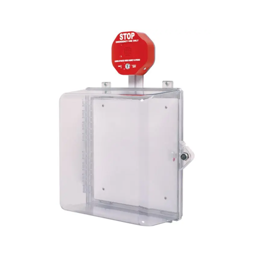 Protective Cabinet - Polycarbonate with Backplate, Siren Alarm, Key Lock - Clear, STI-7532