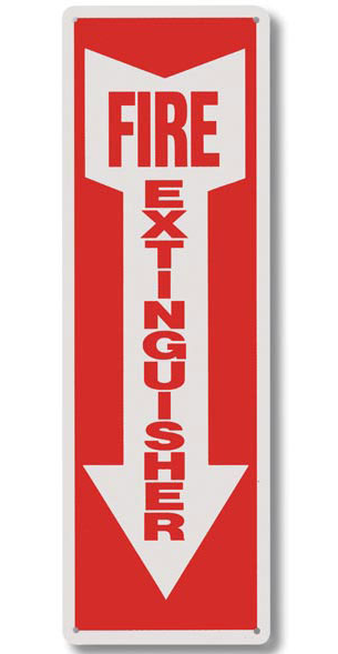 Fire Extinguisher Arrow Sign, Rigid Plastic, 4" x 12"