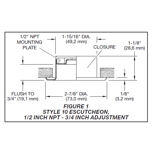 Tyco Style 10 Recessed Fire Sprinkler Escutcheon,  1/2" NPT, Stainless Steel, 56-701-1-010 - WeSupplyIt.com