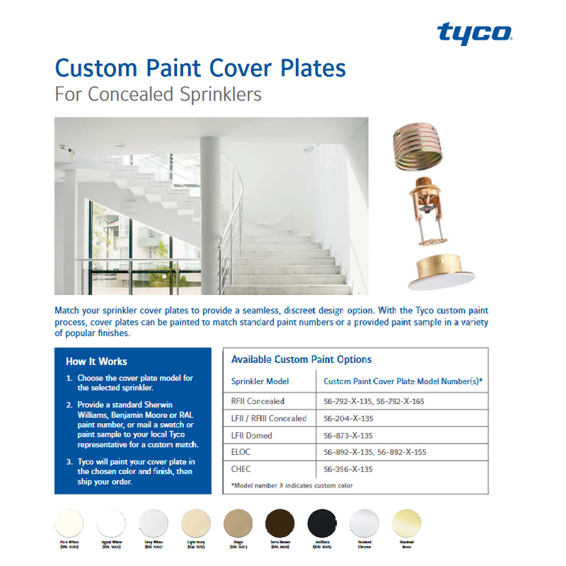 Tyco Model LFII RFIII Old Style 1 1/8" Depth Concealed Fire Sprinkler Cover Plate Escutcheon, Custom Color, 165 Degree, 56-204-X-165 - WeSupplyIt.com