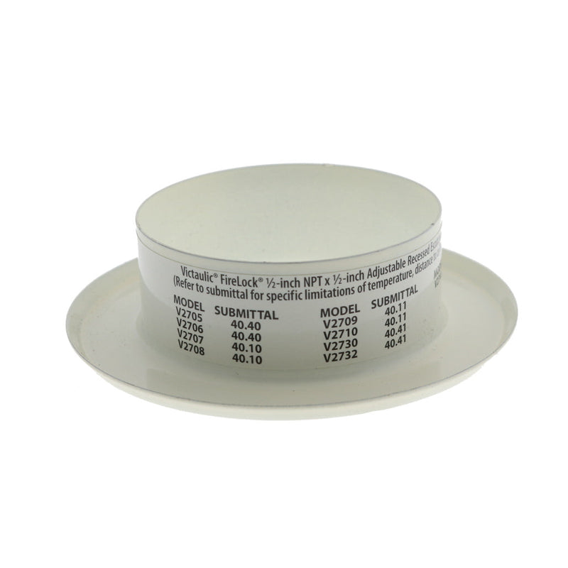 Victaulic Model V27 FireLock Recessed Fire Sprinkler Escutcheon 1/2" NPT, 1/2" Adjust, White, SE01000040 - WeSupplyIt.com